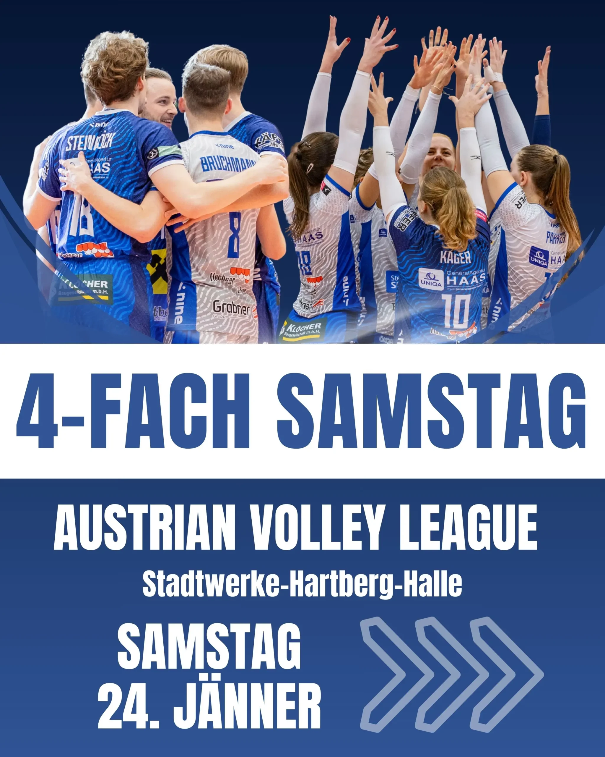 Volleyball SUPER-4-fach-SAMSTAG in Hartberg-Halle am 24. Jänner